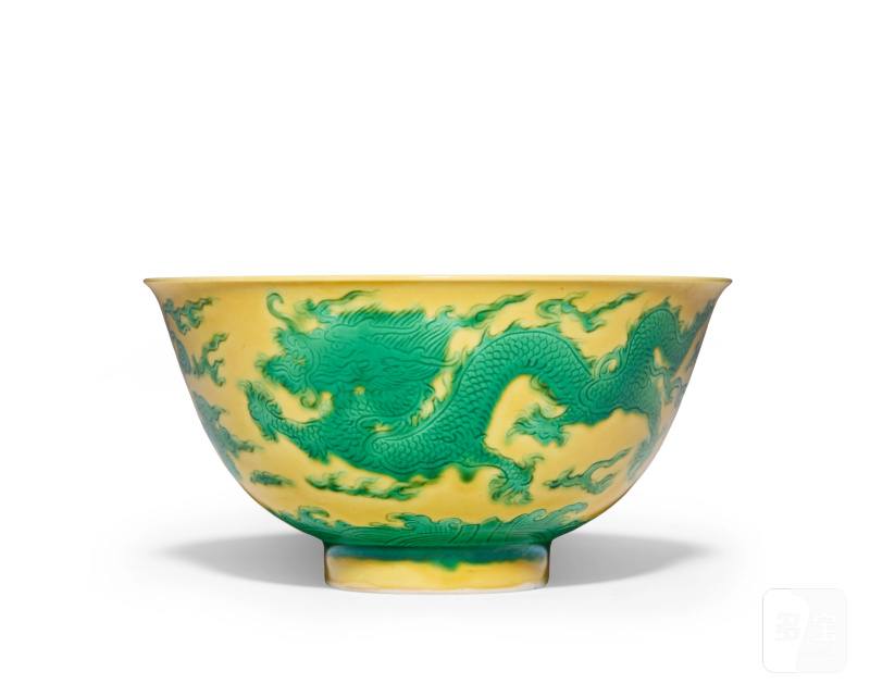 A Chinese green and yellow ena-多宝古瓷宝典